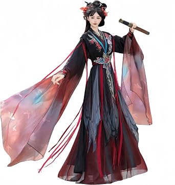 Womens Traditional Chinese Hanfu Dress Elegant Embroidered Ancient Princess Costume Flowy Fairy Cosplay