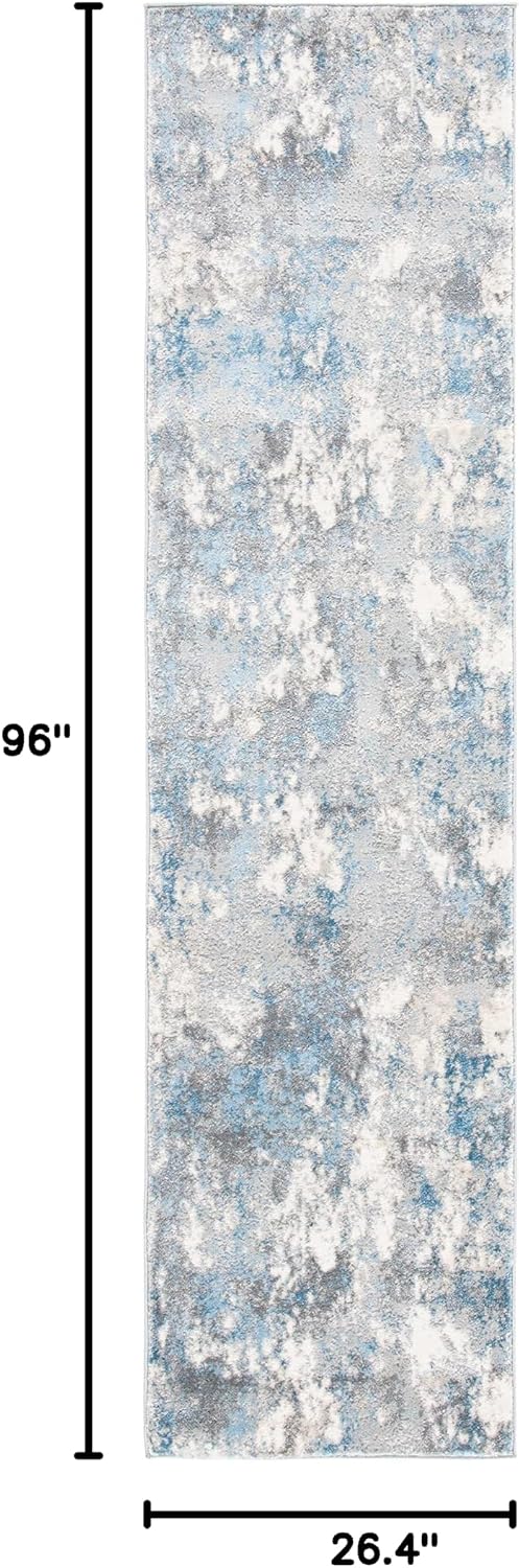 SAFAVIEH Lagoon Collection Runner Rug - 2'2" x 8', Light Grey & Light Blue, Modern Abstract Design, Non-Shedding & Easy Care, Ideal for High Traffic Areas in Living Room, Bedroom (LGN521G)