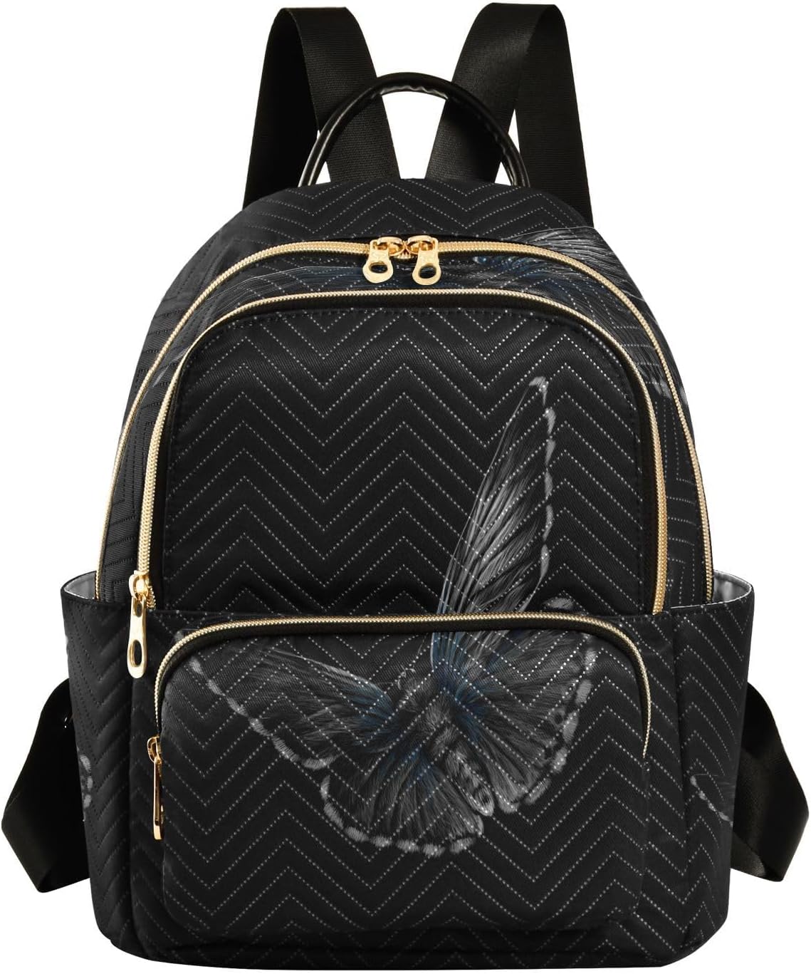 senya Fashion Backpack Mini Backpack Purse Casual Daily Backpack Butterfly on A Black Background Hand Drawn for Travel for College Work