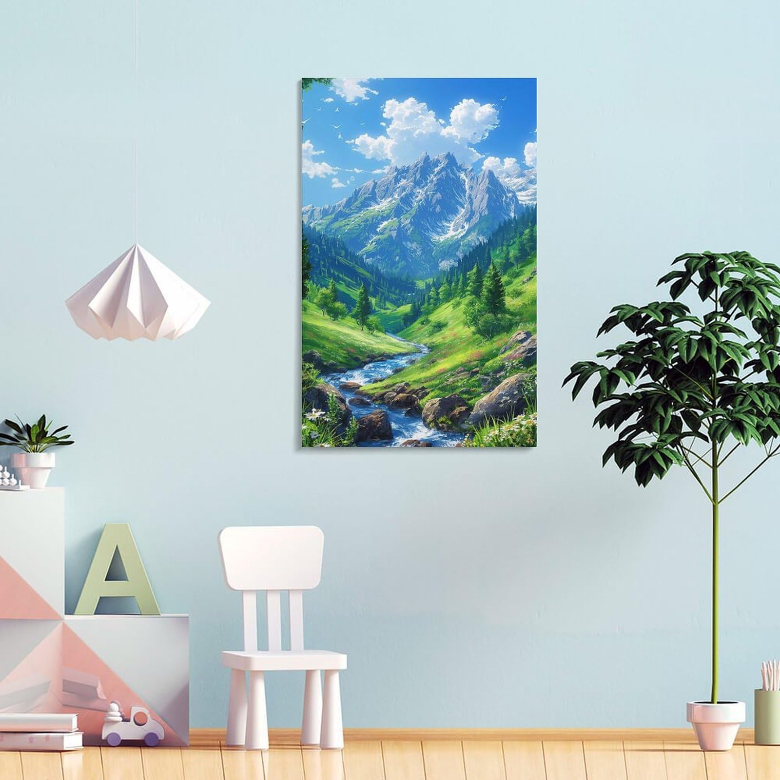 Amazon.co.jp: ポスター 山 自然 風水 絵 山の絵 緑の絵 玄関 開運