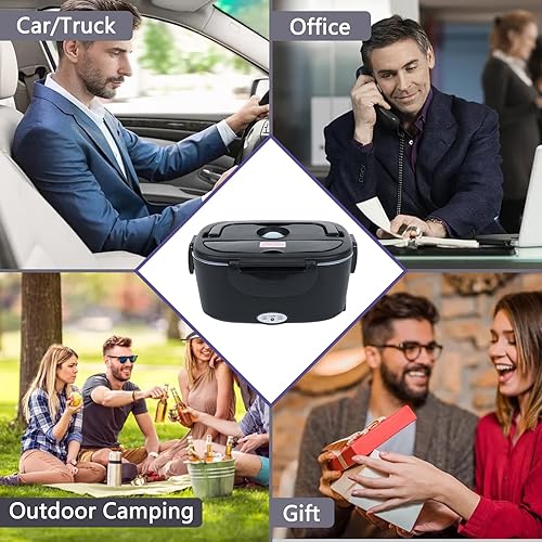 Miniatura 7 de Fiambrera eléctrica calentadora de alimentos, 2 en 1, para automóvil, camión, hogar, trabajo, adultos, calefacción de alimentos, a prueba de fugas,