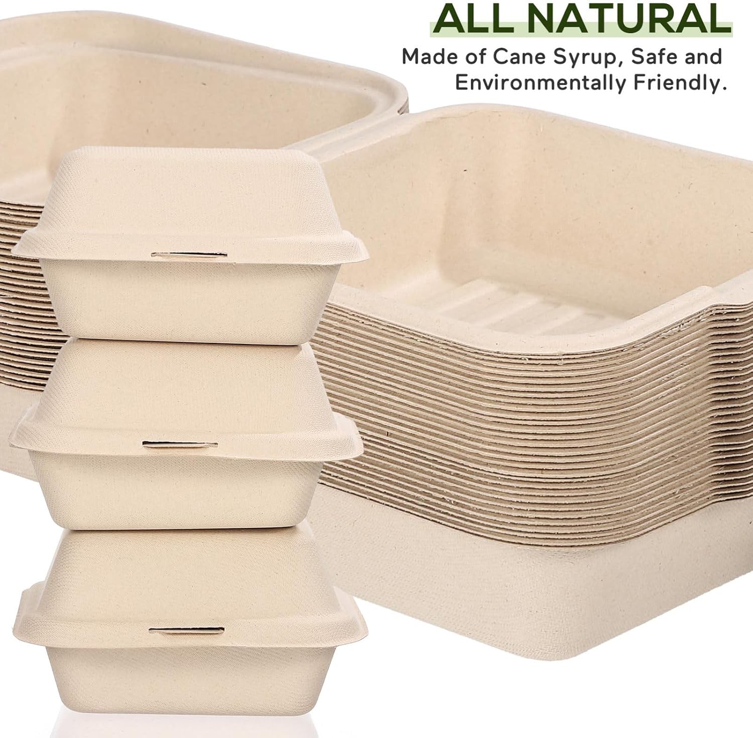 30pcs Disposable to Go Containers Biodegradable Food Packing Boxes Portable Lunch Boxes for Fried Food Bento Picnics and Takeout