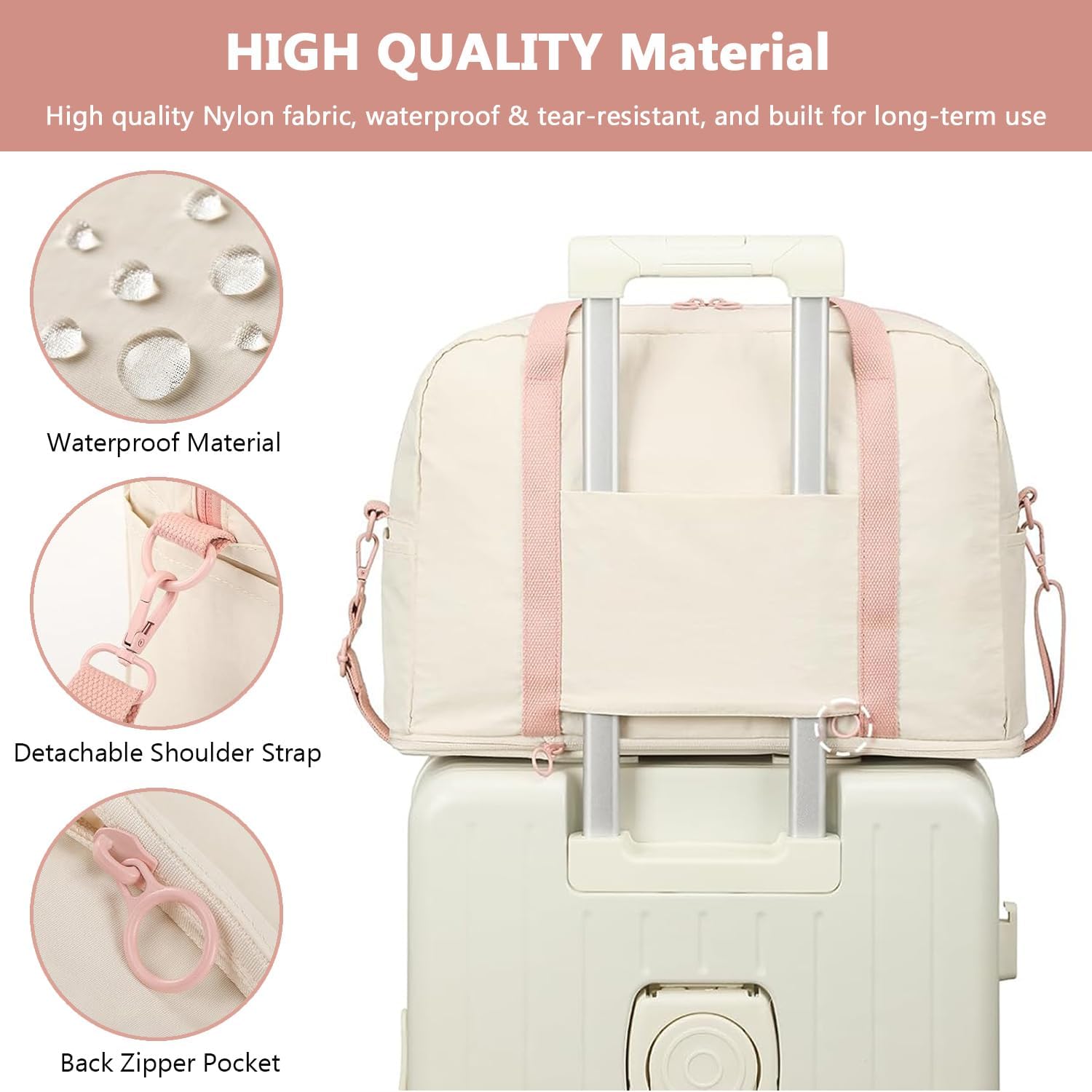 Travel Duffel Weekender Overnight Bag, Waterproof Sports Gym Carry On Tote Bag Personal Item holdall Bag for Women