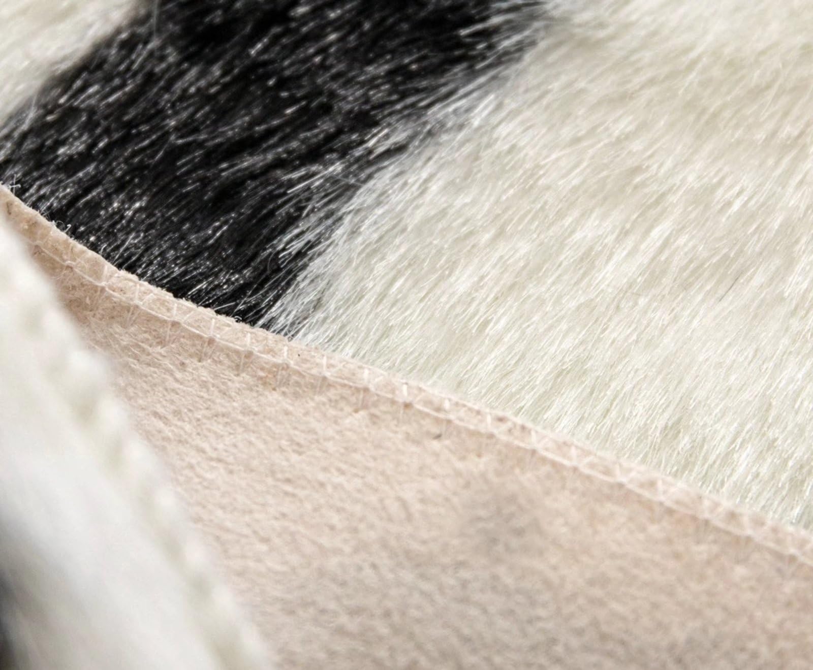 Grande tappeto zebrato in finta pelliccia, 1,5 m x 2 m, adatto per camera da letto, soggiorno, decorazione occidentale, finta pelliccia, tappeto in pelle di mucca, nero e bianco
