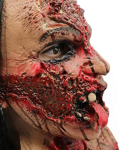 Miniatura 2 de Máscara de fantasma de mueca de terror de Halloween con emulsión de zombi aterradora piel con cabello rojo