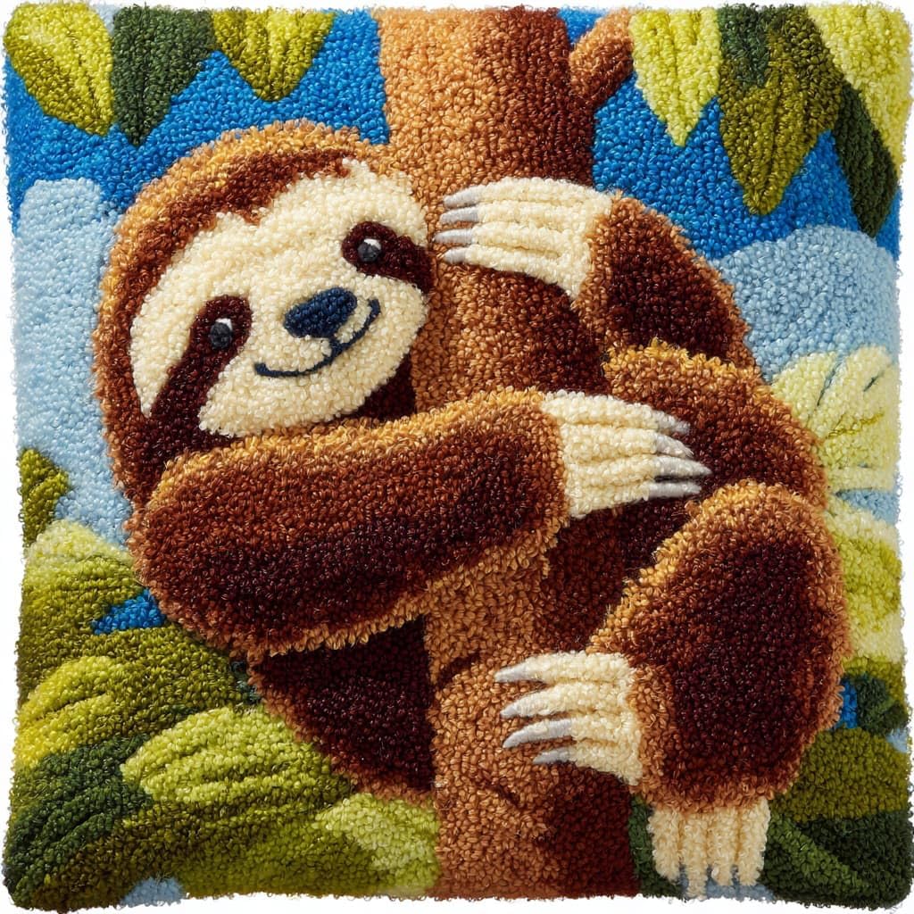 Henypt Latch Hook Kits-G Diy Latch Hook Cushions Kits Sloth
