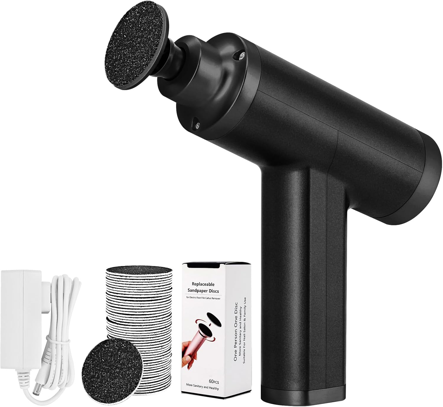 upgraded electric callus remover for feet 4500rpm, adjustable speed electric foot callus remover foot sander grinder pedicure file for women men dead skin cracked heels (black)