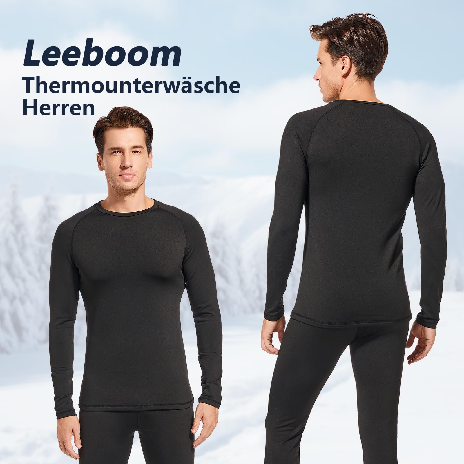 Leeboom Intimo Termico Uomo Invernale Tuta Termica Uomo Antivento Intimo Termico Sci Uomo Biancheria Intima Termica Set per Sci Palestra Ciclismo Corsa