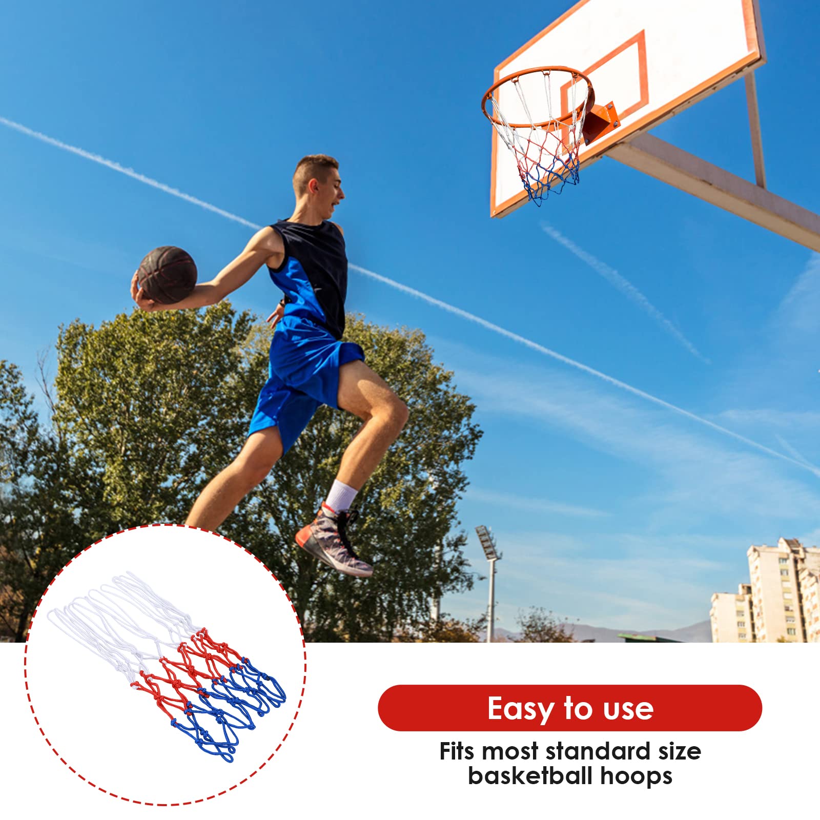 2 Piezas Red Canasta Baloncesto de Alta Resistencia de Nailon - Adecuada para Patio de Juegos de Escuela, Deportes de Interior y Aire Libre