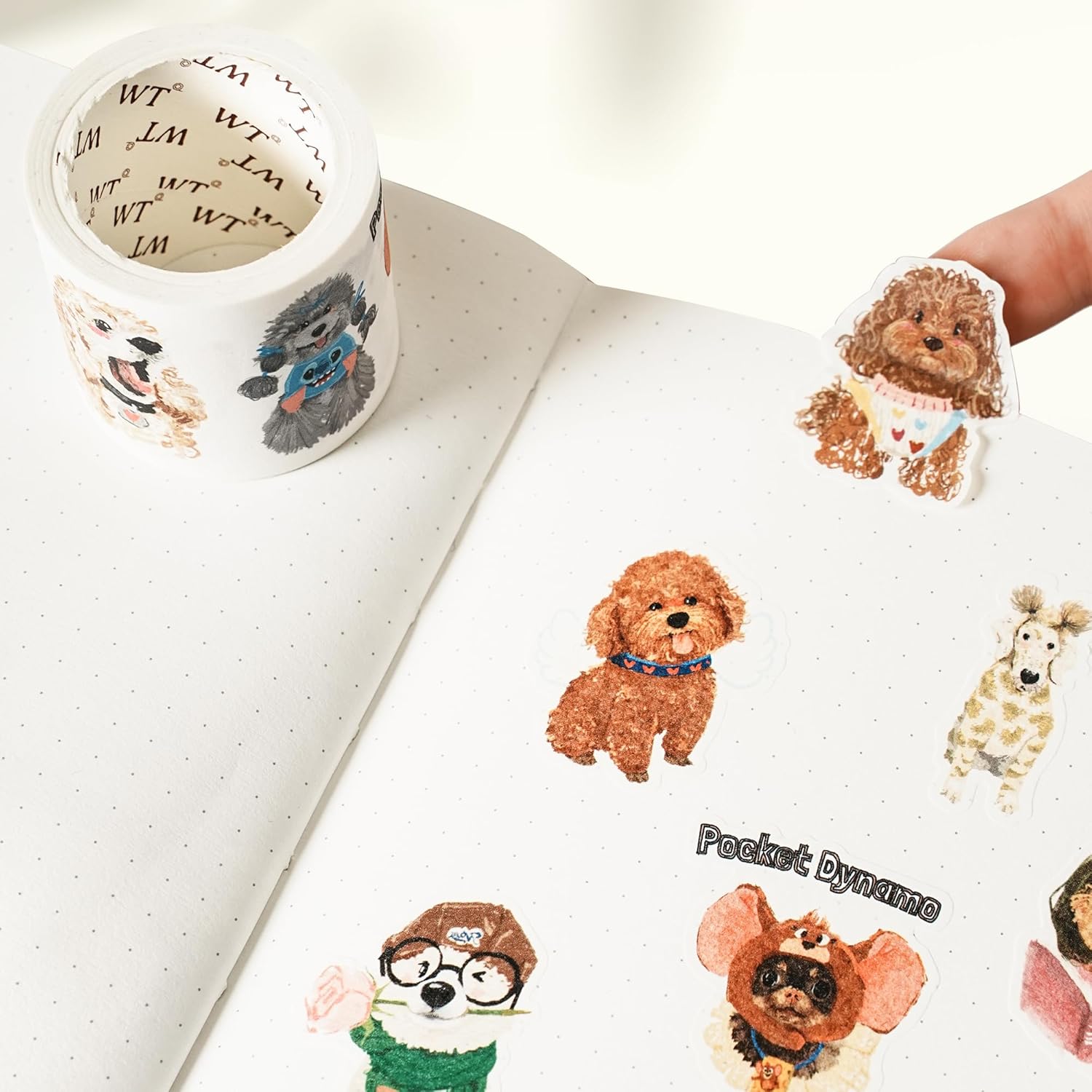 WT Tail Waggers Washi Tape Sticker Set, 4 Rolls, Original Designs, Cute Pet-Themed Decorative Tape for Scrapbooking, Journaling, Planners & DIY Crafts