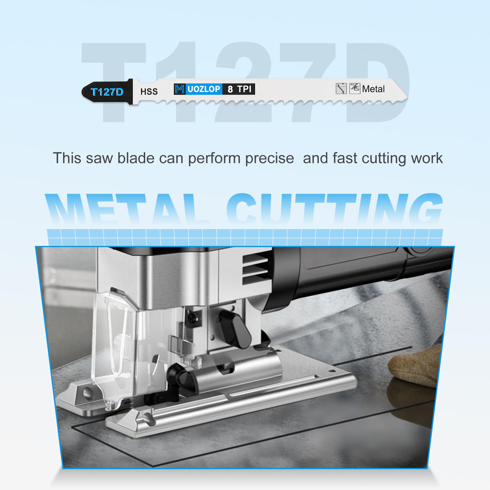 50 lame per seghetto alternativo T127D, 8 lame per seghetto alternativo TPI con custodia, lame per seghetto alternativo con codolo a T, per legno, metallo e plastica (50 pezzi, T127D)