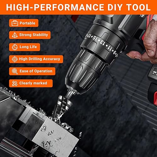 Miniatura 6 de Juego de 5 brocas en espiral HSS de 4 flautas (18"-1-38") con vástago de 14" y 38", brocas escalonadas para perforación de agujeros en acero