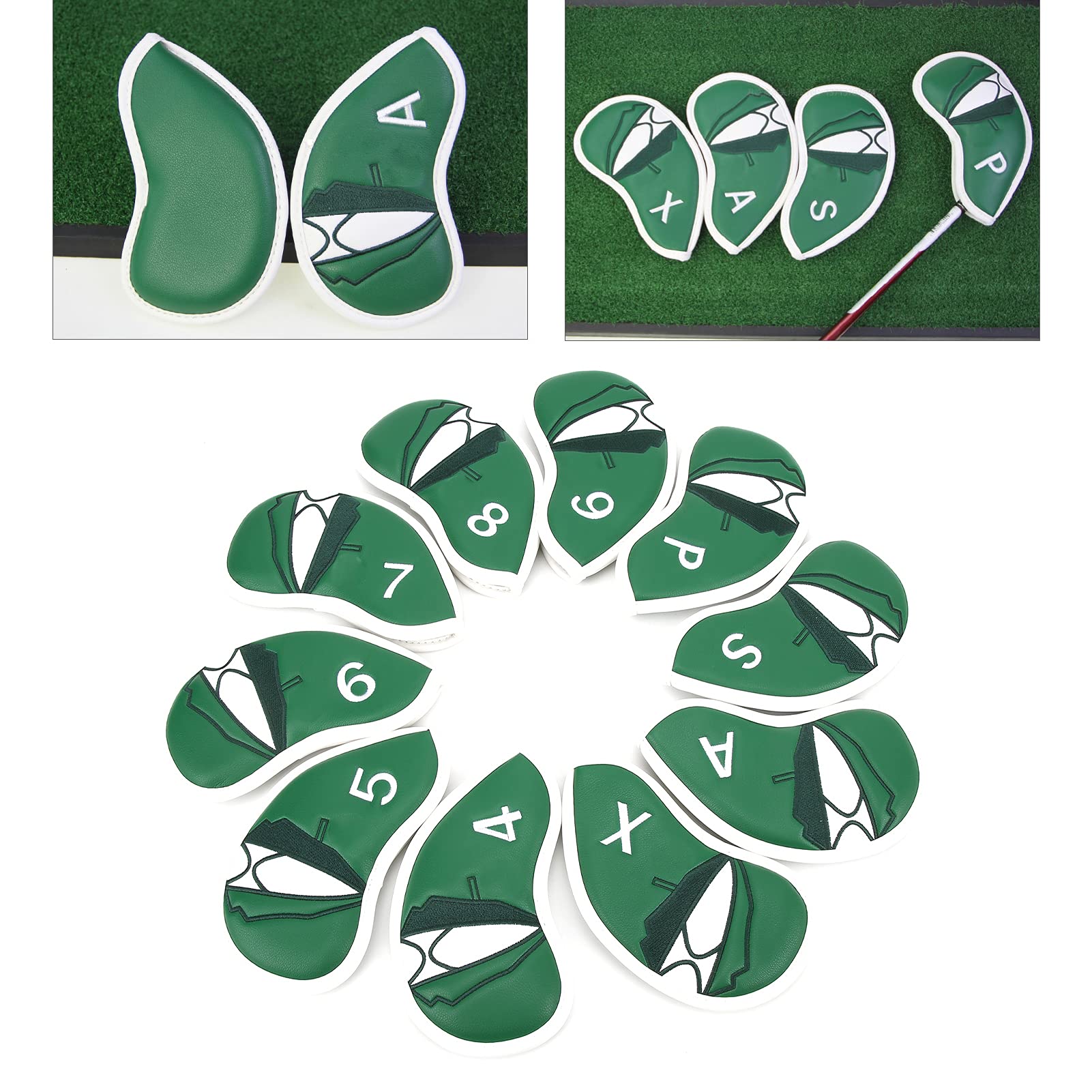 10 Unidades de Fundas para Cabezas de Palos de Golf, Juego de Fundas Impermeables y a Prueba de Polvo con Interior de Felpa numerado, Protector de Palos de Golf de Tela PU Gruesa