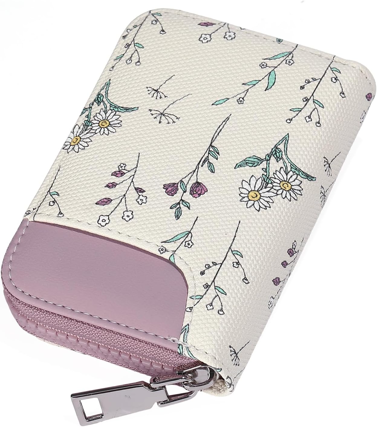 GAEKEAO Credit Card Holder RFID Blocking Small Wallet for Women Vegan Leather Zipper Accordion Card Case with ID Window