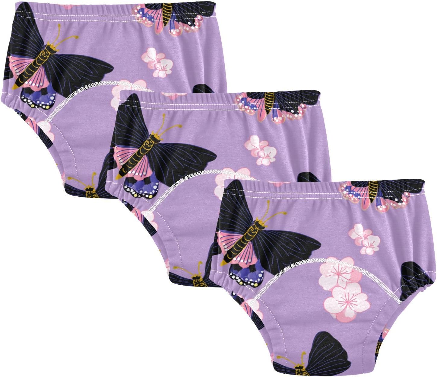 Little Girls Potty Training Underwear Pants Leakproof Overnight Potty Training Underwear Pants Breathable Underwear for Kids 4T Ukiyo-e-Style Japanese Butterfly Purple