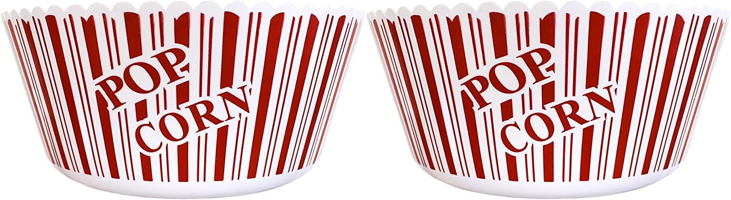 Set of 4 Popcorn Serving Bowls - Large Size 10" X 4.75"- Popcorn Tub