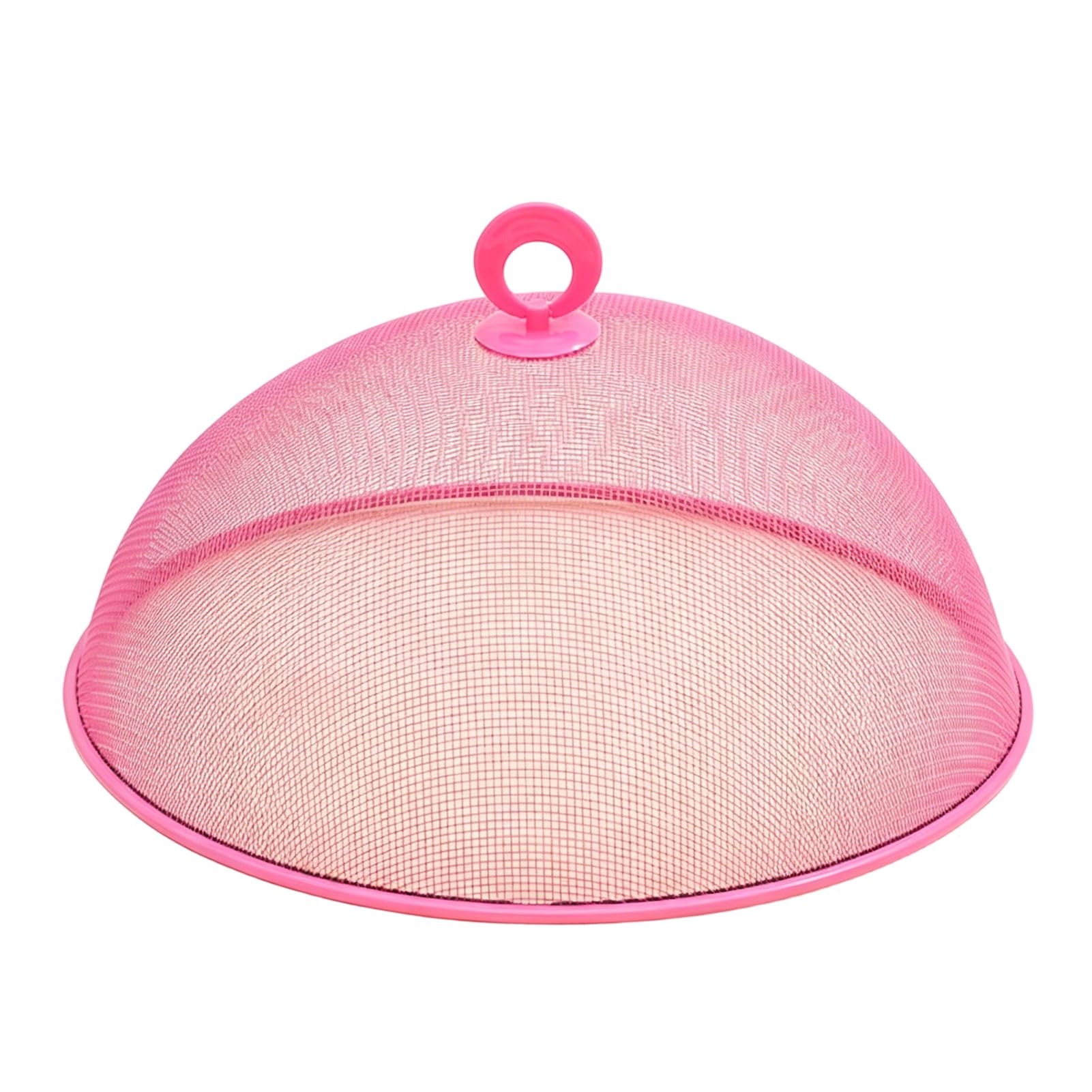 Round Metal Food Cover, Fine Mesh Food Protector Heavy Duty Cake Dome with Handle, Dustproof Net Tent for for Outdoor BBQ Picnic Red Small
