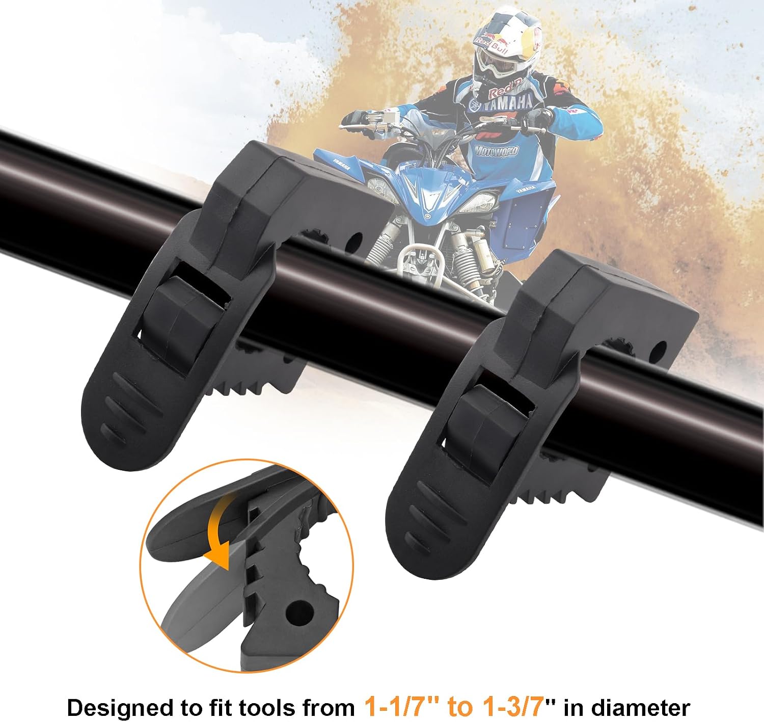 Shovel Holder for Truck For UTV ATV Offroad, Boat & Train 4X4 Parts Rubber Tool Mount/UTV Shovel Mount, Adjustable Mount Brackets for 1-1/7'' to 1-3/7'' Tool Handles - 4 Pack Black