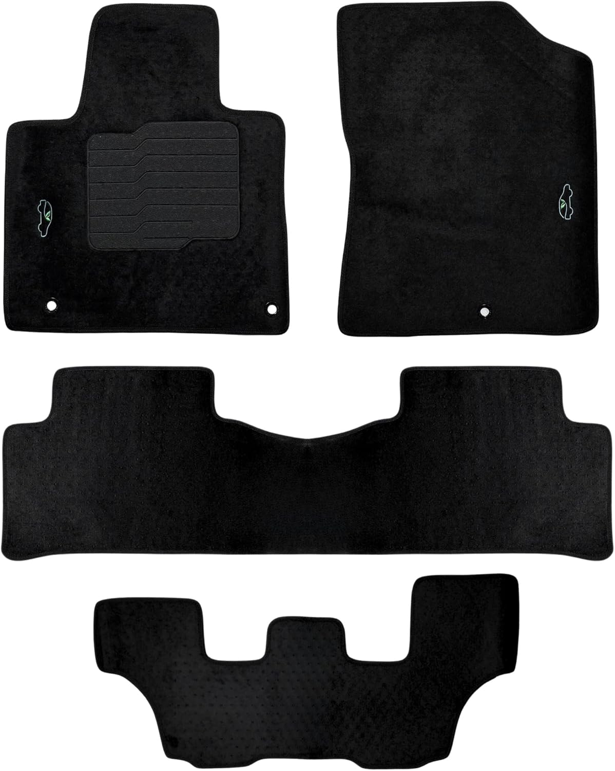 ecoMats Carpet Floor Mats Custom Fit for 2021 to 2026 Kia Sorento, with Non Slip Driver Heel Pad, Safety Locks, Complete 3-Row Set 6 or 7 Seats, Black, (Not for Hybrid Models)