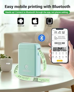 ORGBRO Label Maker, Bluetooth Label Maker Machine with Tape, X1-Green