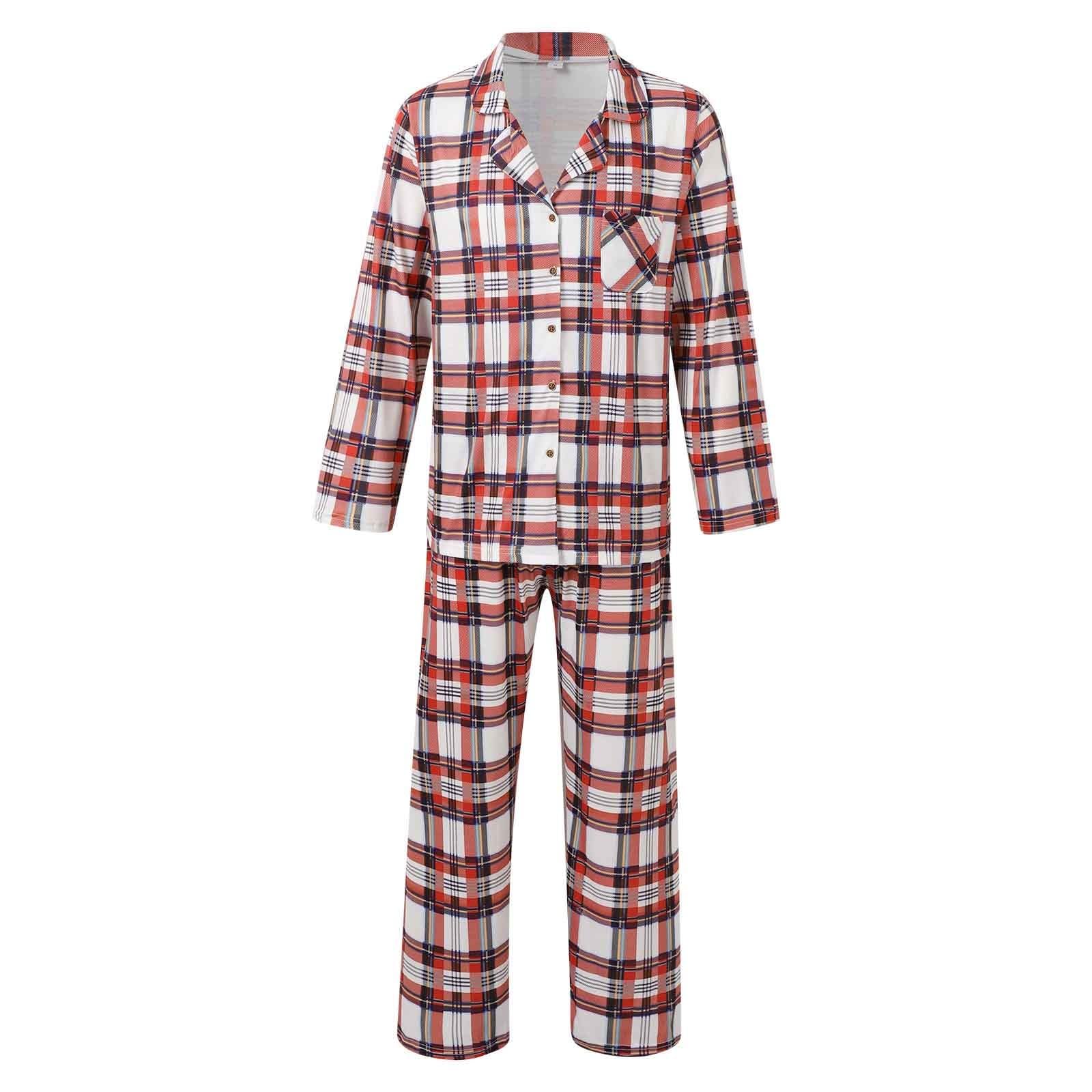 Générique Vestito Familiare di Natale Pigiama Papà Vestiti Casa Stampati Top Manica Lunga Pantaloni Set Due Pezzi, rosso, XX-Large
