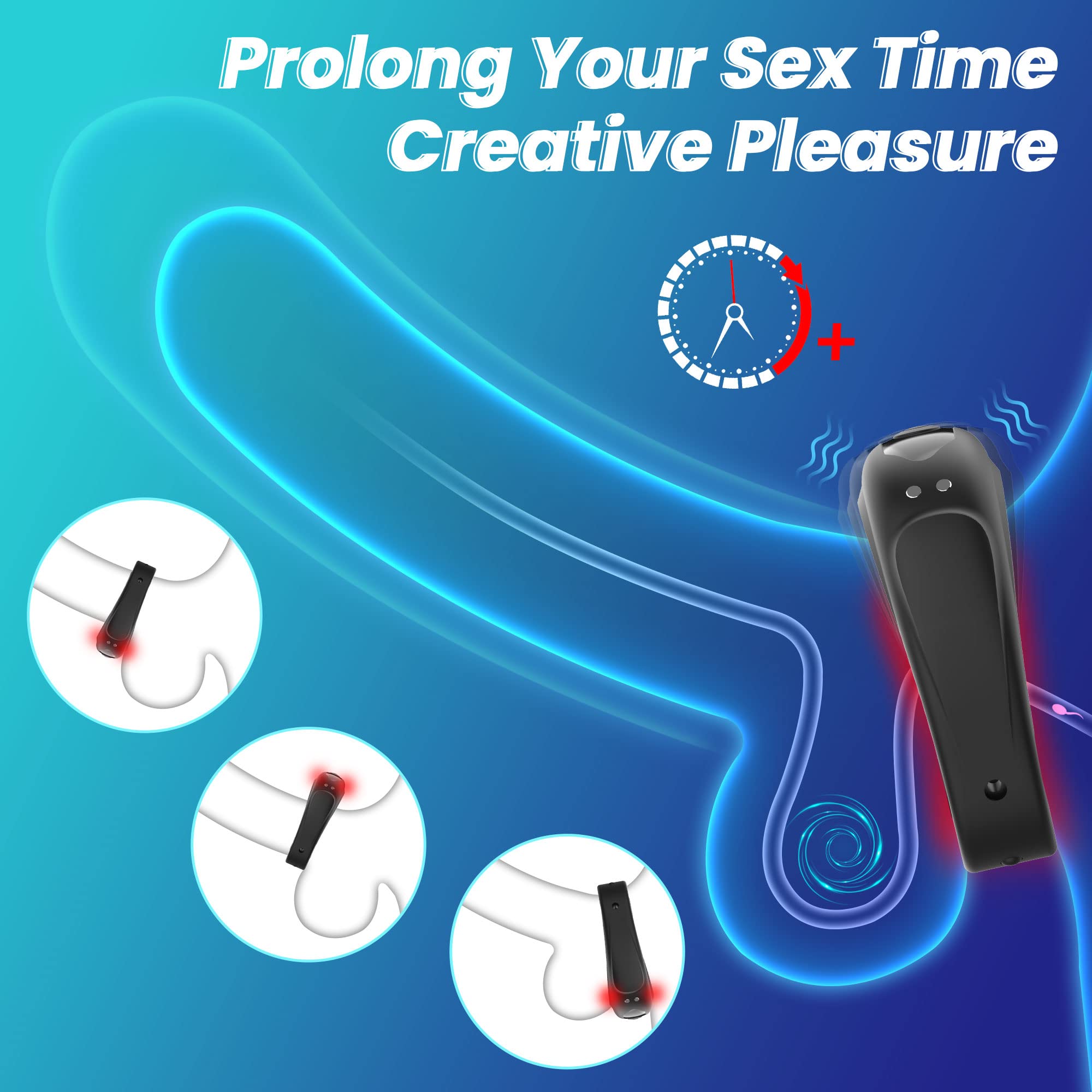 Vibrating Penis Ring Amortoy Adjustable Silicone Cock Rings Vibrator 10