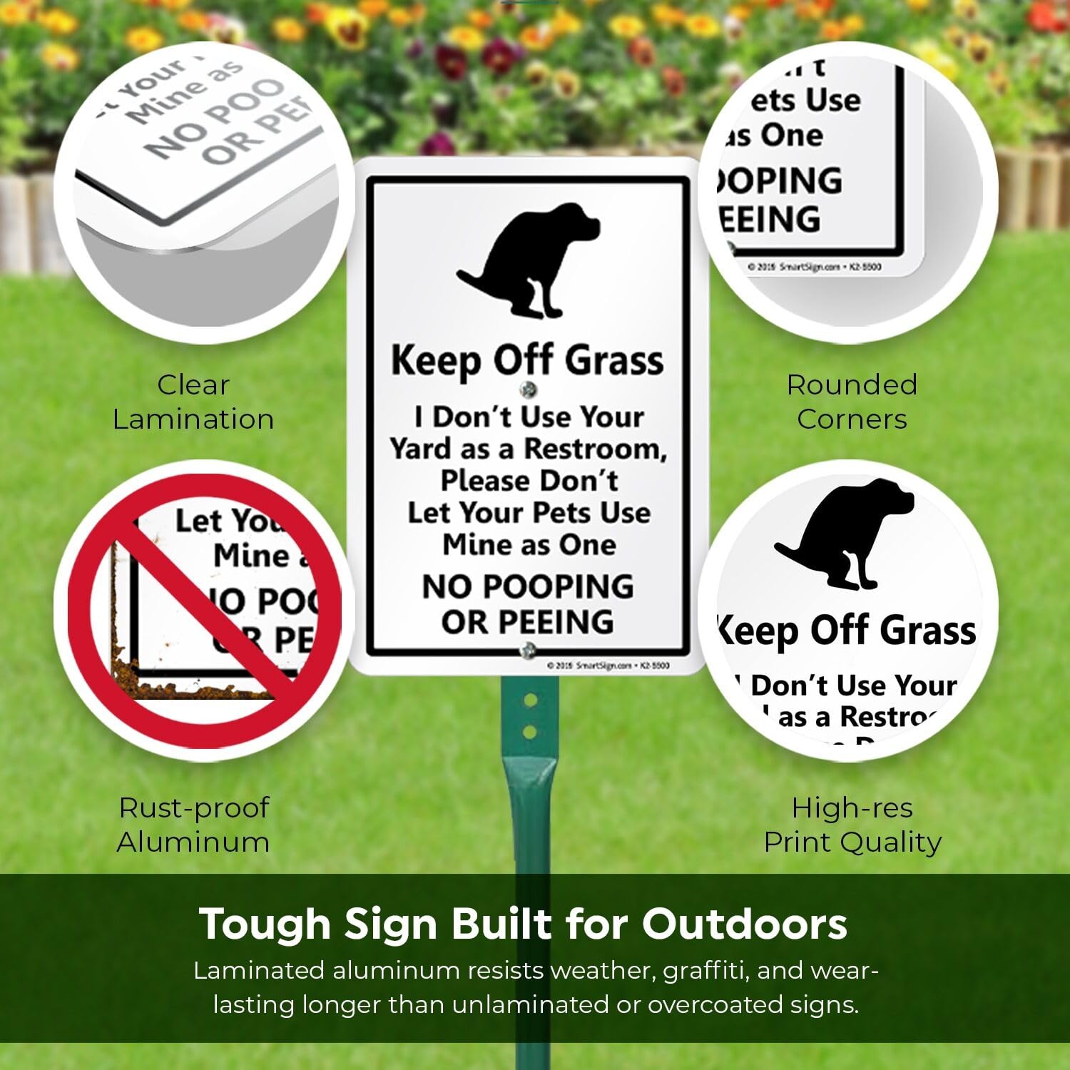 Lustiges Gartenschild 'Dear Dogs...' – Aluminium, 25,4x25,4 Cm, Mit Pfahl, Witterungsbeständig, Einfach Zu Installieren