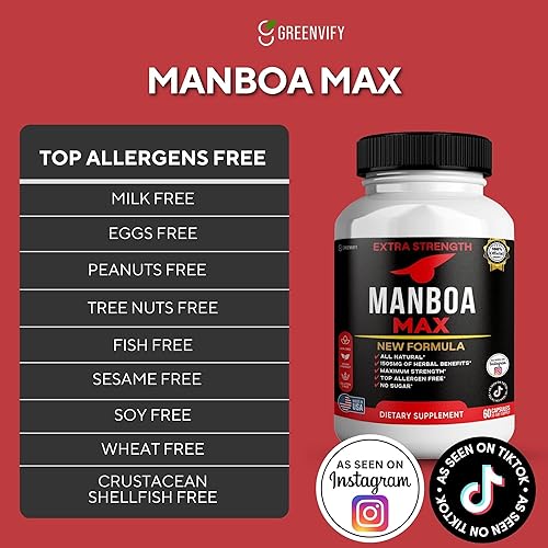 Miniatura 3 de MANBOA MAX Complejo de raíz de maca orgánica extra fuerte, mezcla con maca negra, roja y amarilla, 60 cápsulas veganas, sin OMG, sin azúcar (1)