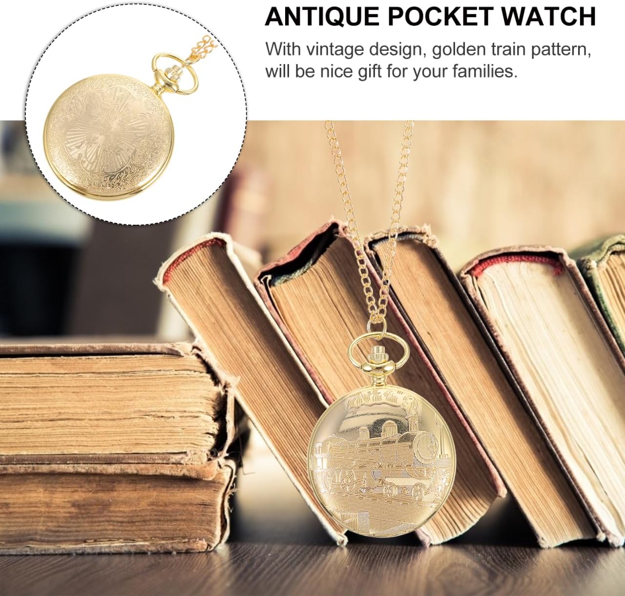 Hemobllo Vintage Pocket Watch Gold Antique Chest Watch with Chain Elegant Souvenir Timepiece for Women Classic Mechanical Dainty