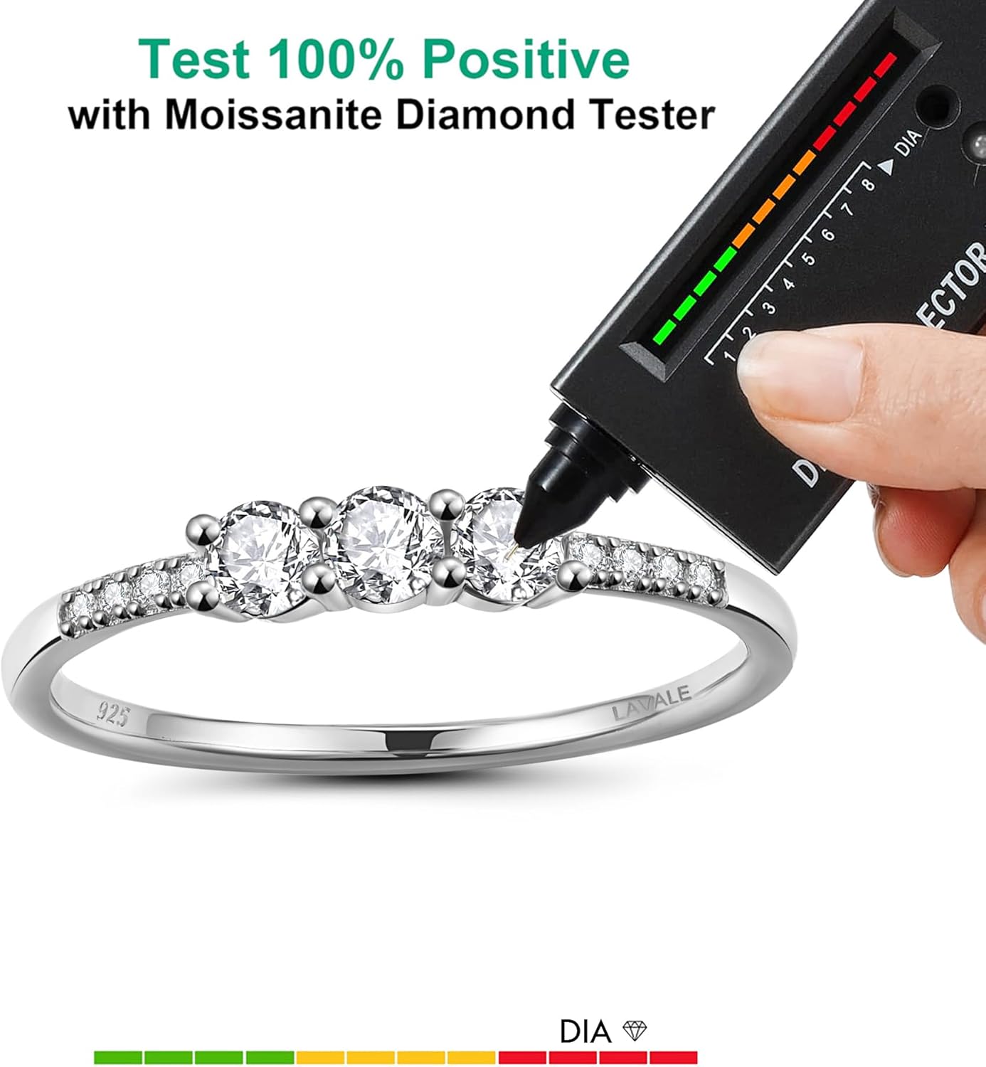 LAVALE Round Cut Moissanite Wedding Band for Women, Brilliant D Color VVS1 Clarity Classic Lab Created Diamond Solitaire Ring 18K White Yellow Rose Gold Vermeil 4 Claw Knife Edge Moissanite Rings - Image 6