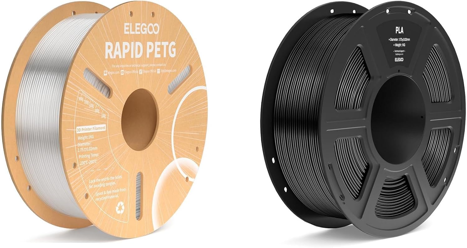 Rapid PETG Filament Transparent 1KG & PLA Filament Black 1KG