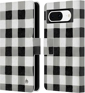 Head Case Designs Officially Licensed Haley Bush Buffalo Check Black Pattern Painting Leather Wallet Case Compatible with Google Pixel 8