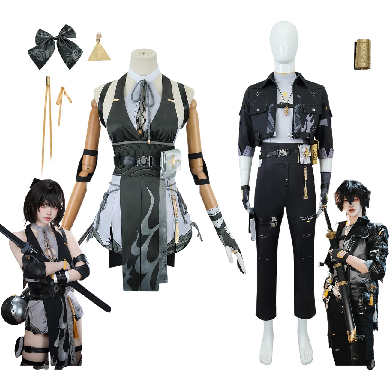 鳴湖　漂泊者　コスプレ　衣装　ウィッグ　フルセット Amazon.co.jp: [BEROZACOS] フルセット 衣装 鳴潮 漂泊者 男