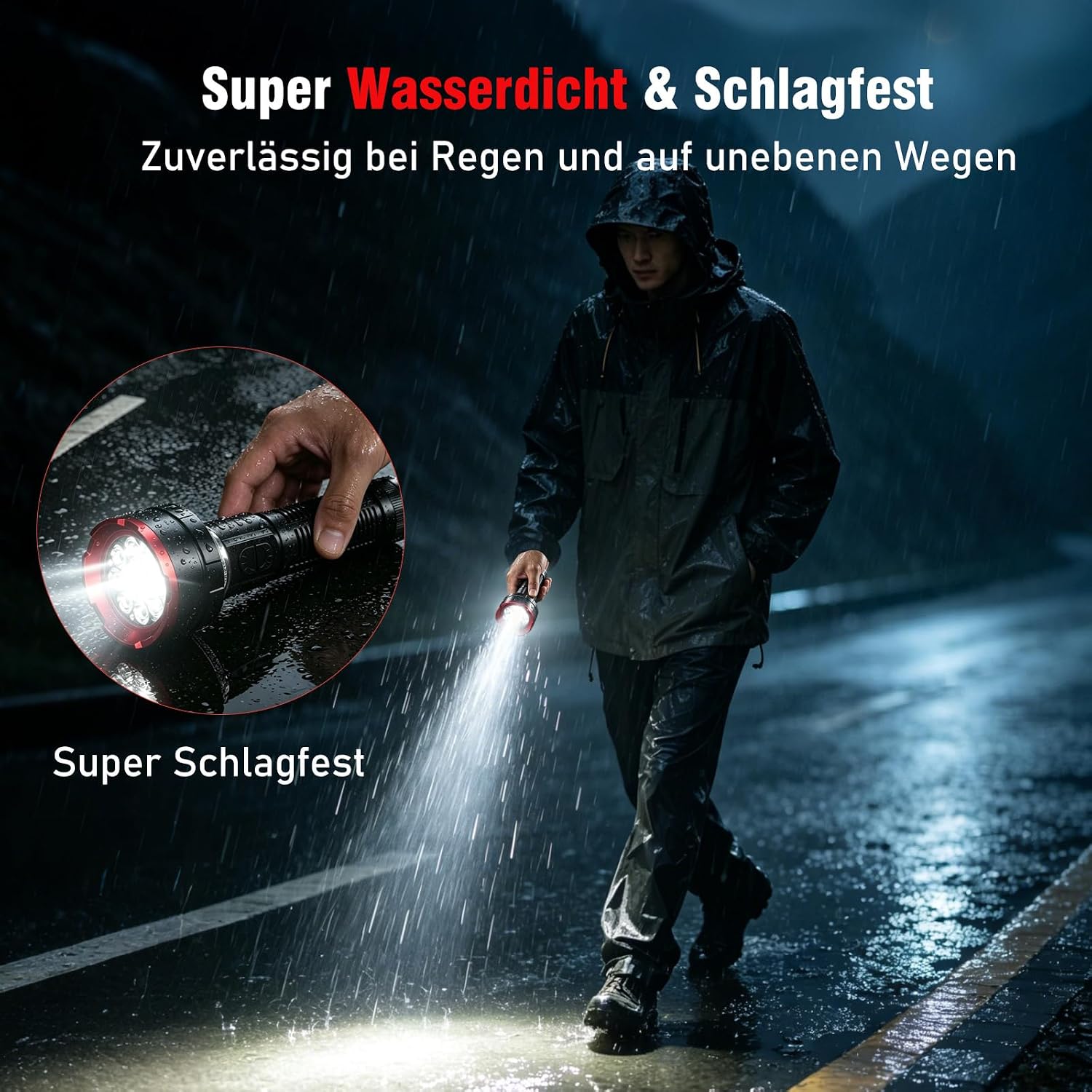 Taschenlampe LED Aufladbar 1000000 LM 8+1 Starke COB 1600m Reichweite