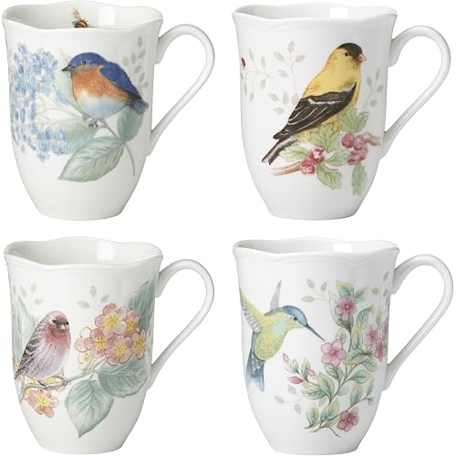 Lenox Butterfly Meadow Flutter Porcelain Mug Set for 4, 12oz