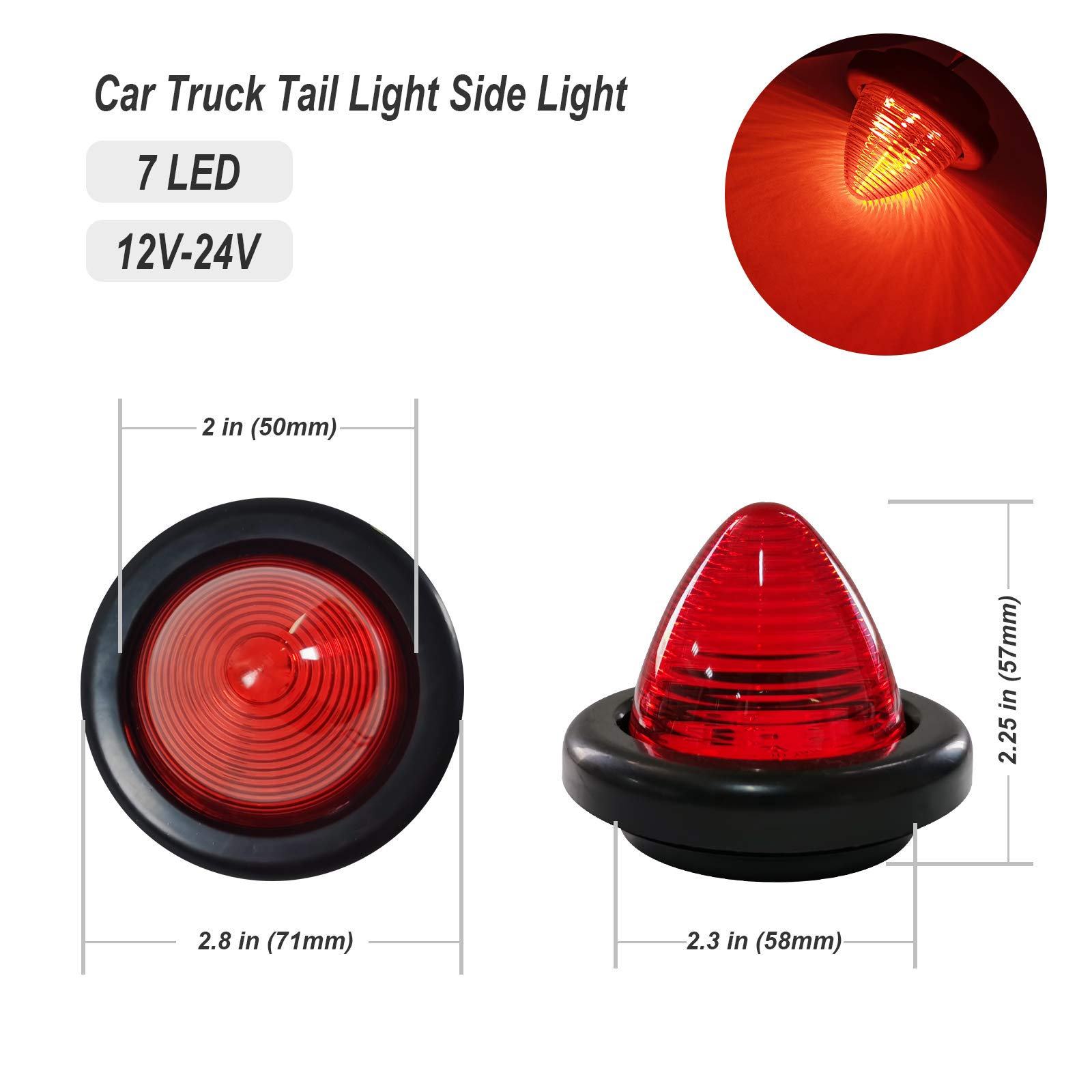 Feu Arrière Rond Lumineux Pour Camion, Camion, Voiture, Van, Remorque