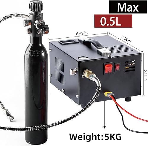 Miniatura 2 de Parada manual portátil pcp compresor de aire 4500psi 300bar 12v DC o 110v AC con fuente de alimentación, aceite y agua, bomba de compresor PCP de