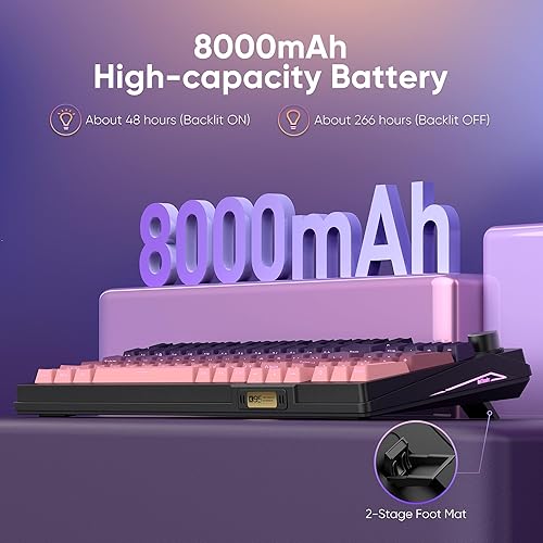 Miniatura 7 de RedThunder Teclado mecánico inalámbrico K95, pantalla y perilla TFT, conexión de modos de viaje, teclado personalizado de intercambio en caliente de