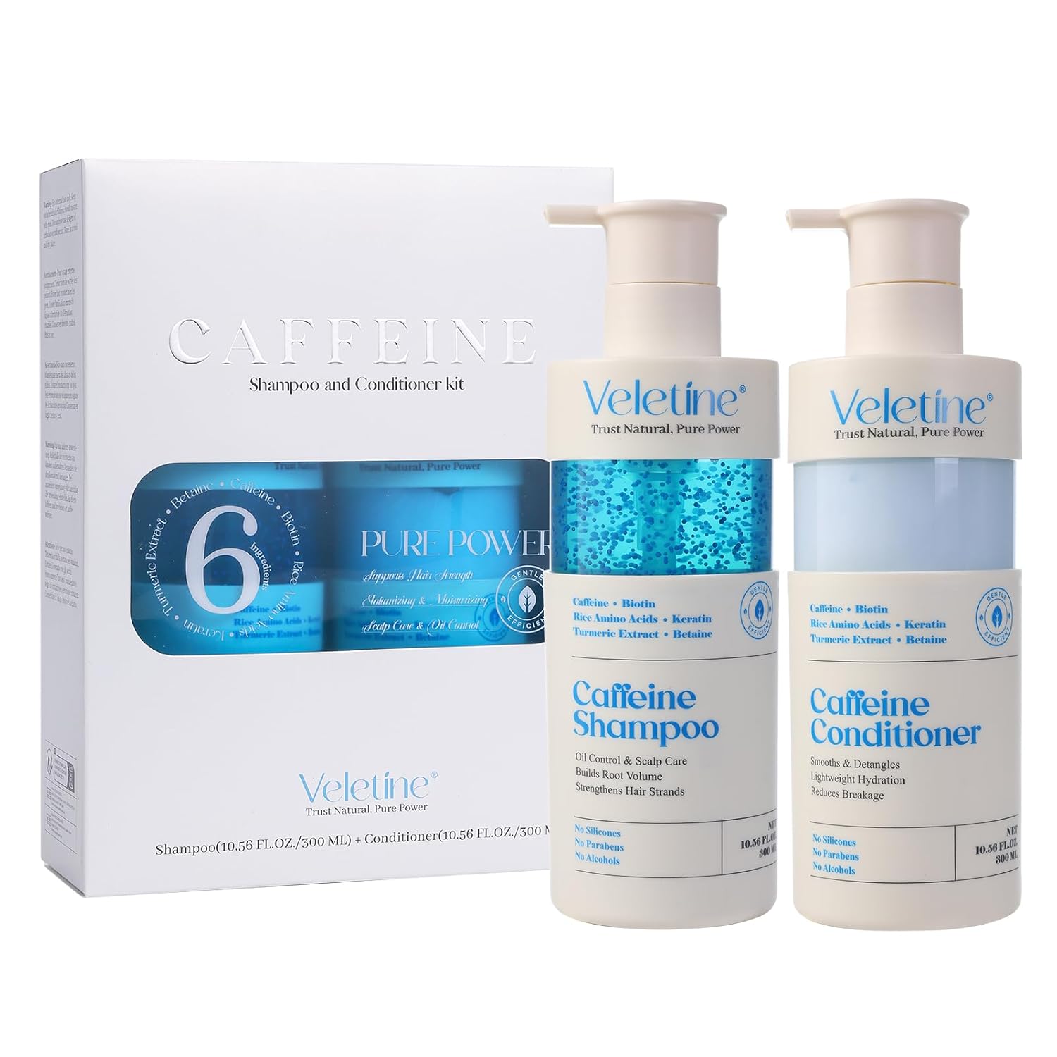 Caffeine Shampoo and Conditioner Set - Luminous Microbead, Thickening, Volume Boosting Formula for Thinning and Fine Hair, Hydrating & Nourishing,Fuller-Looking Hair
