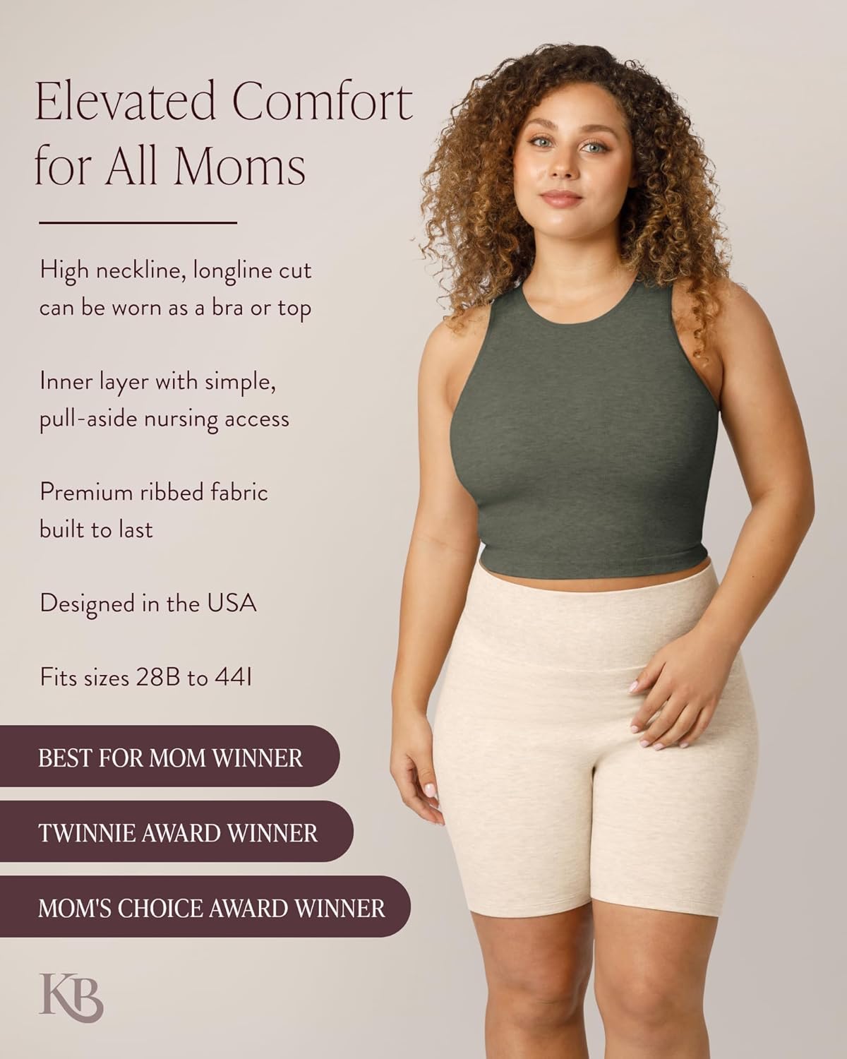 Kindred Bravely Sublime Longline Nursing Bras for Breastfeeding, Soft Nursing Crop Tank Maternity Bra with Built in Shelf Bra