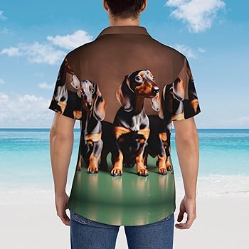 Dachshund Weiner Dog Men's Cotton Shirt Men's Short-Sleeved