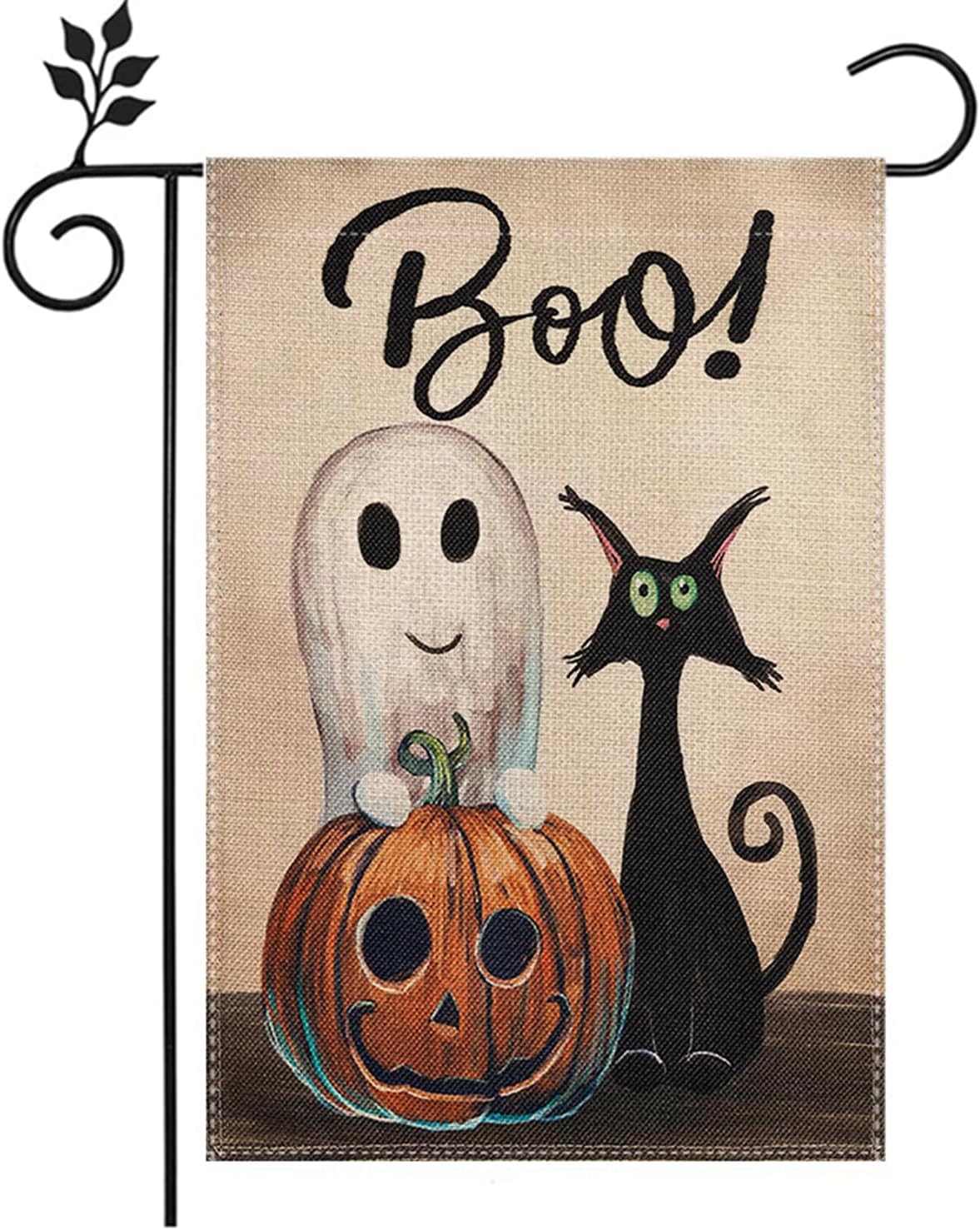 Amazon.com : BLKWHT Halloween Cats Garden Flag 12x18 Vertical Double ...