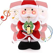 zerotop 12.2" Santa Claus Singing and Dancing Plush Christmas Plush with Music and Lights Dancing Plush Toy Electric Plush Toy Christmas Ornaments Decoration Child Gifts