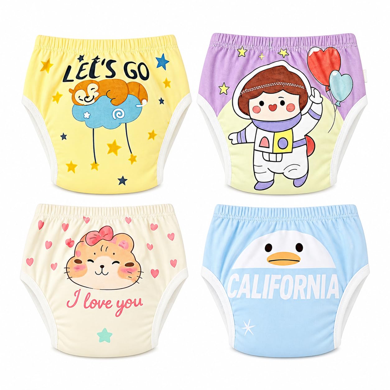 Baby Diaper Pants,Potty Training Panties/Padded Underwear | Soft, Washable & Reusable Cotton Nappies for Boys & Girls | Multi Pattern Design (Multicolor)-image-18