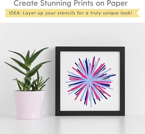 Miniatura 8 de Plantillas Starburst (3 diseños), plantillas grandes de copos de nieve nórdicos para pintar pisos, paredes, azulejos, muebles, tela, madera, cada