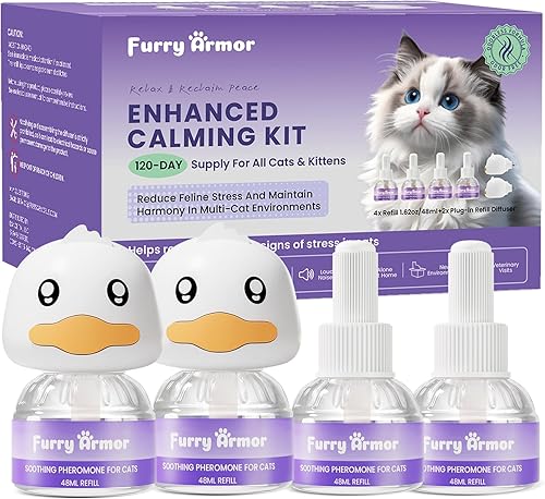Cat Calming Diffuser Kit (2 Diffusers + 4 Refills) – Pheromone Behavior Support for Scratching, Peeing, Meowing, Hiding, Urine Marking & Aggression