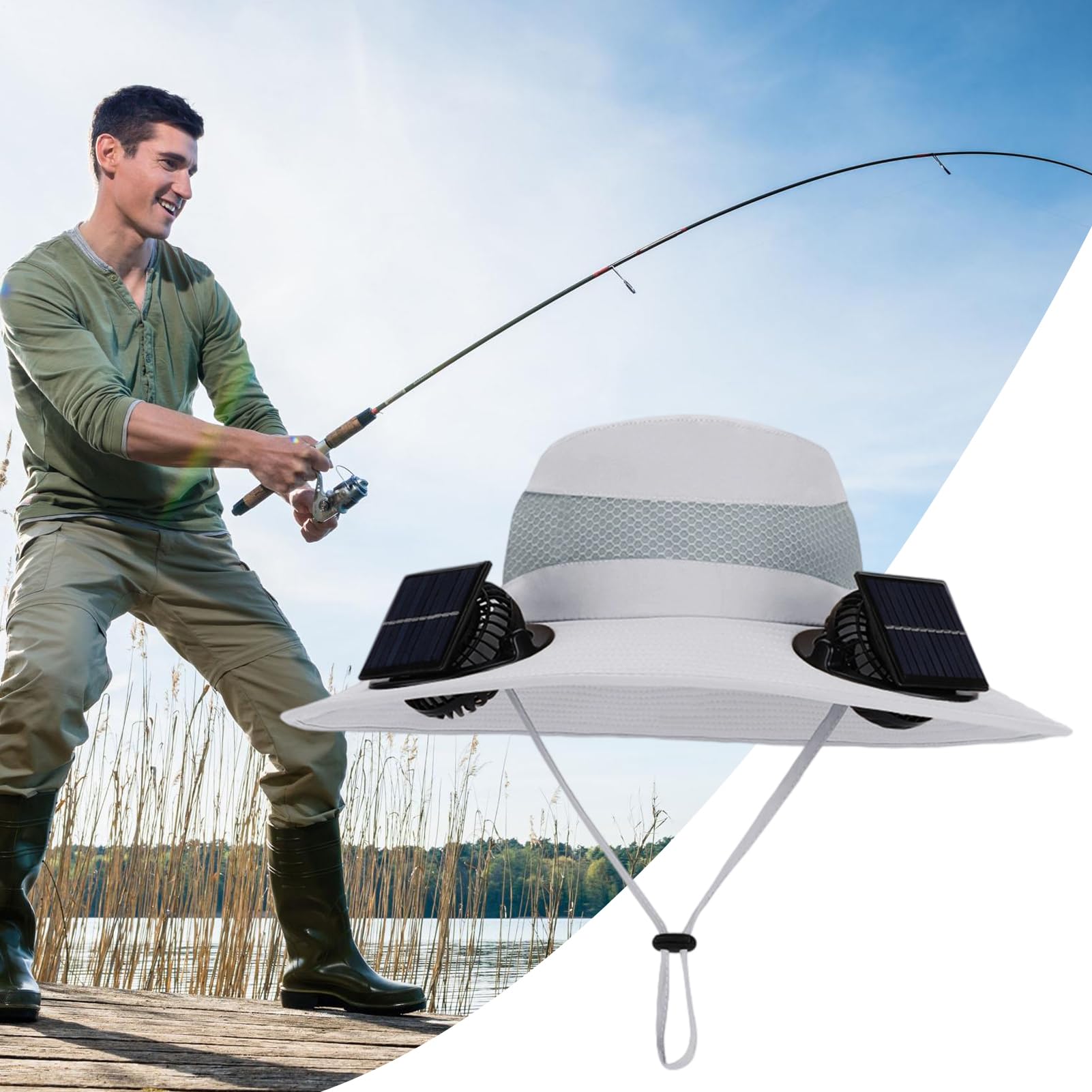 Cappelli Ventilati Per Uomo Cappello a Tesa Larga con Ventola Solare