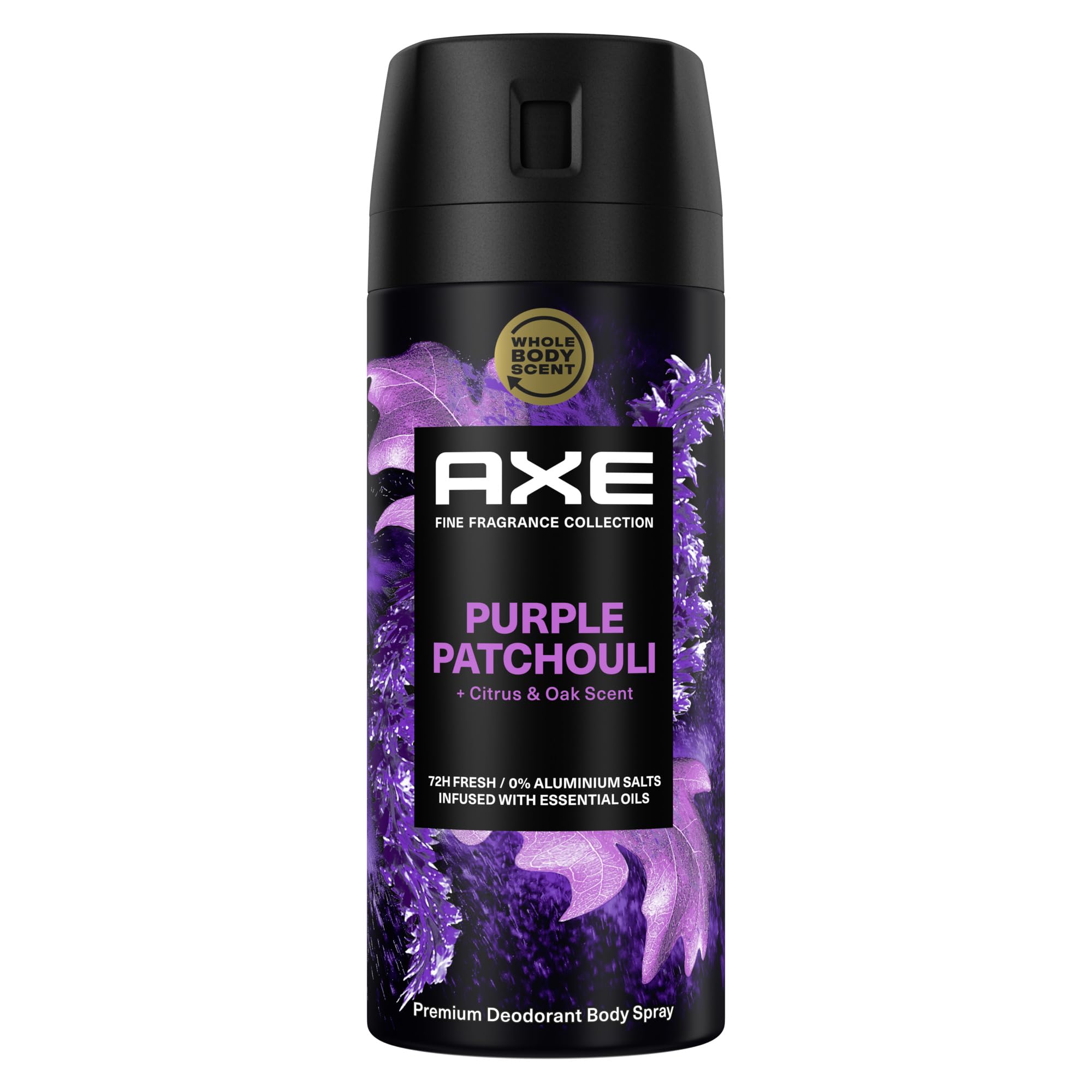 Axe Premium Bodyspray Purple Patchouli Deo ohne Aluminiumsalze für 72 Stunden Frische 150 ml
