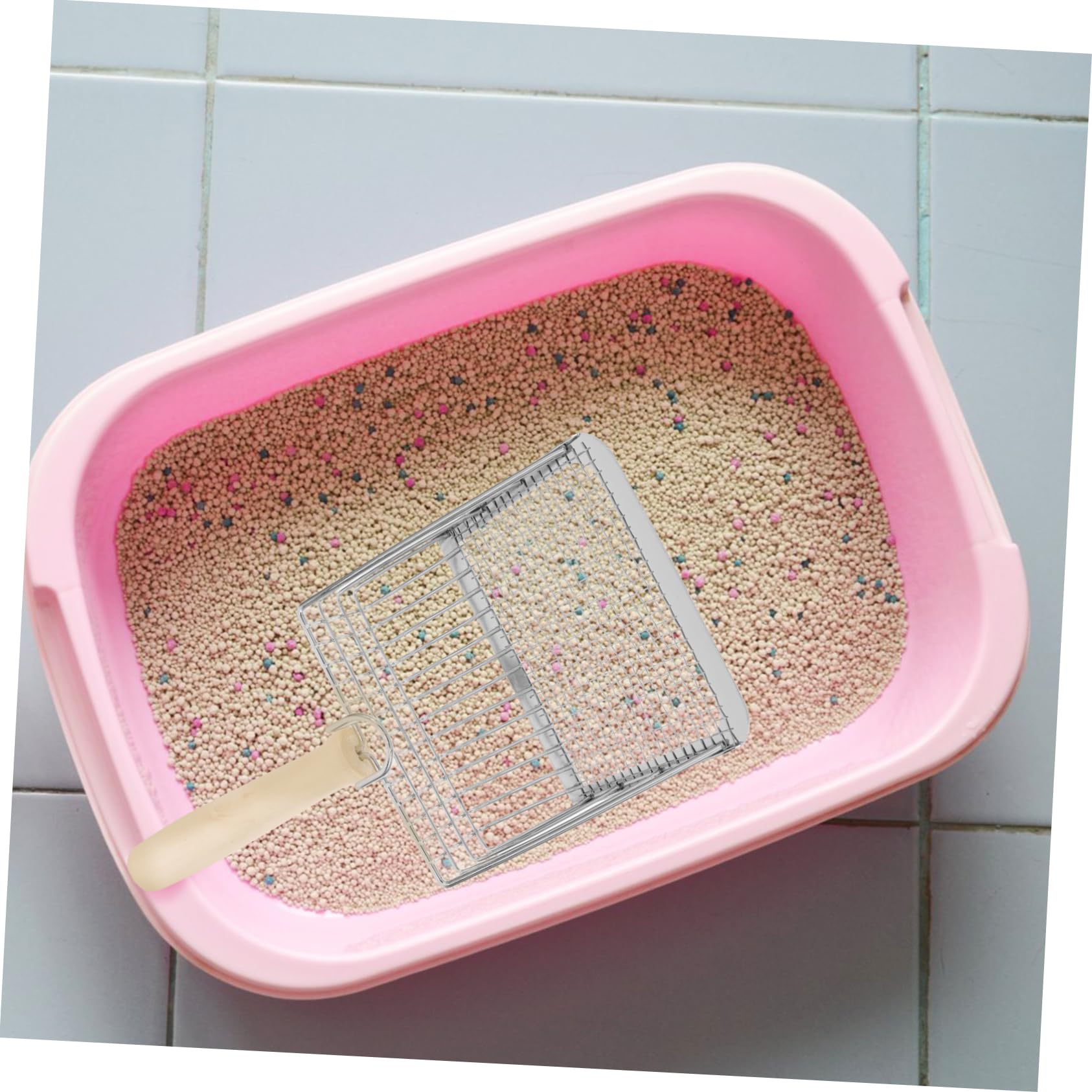 VICASKY Cat Litter Scoop Holder Chat Poop Cats Sifting Shovel for Handle Cat Litter Scoop Fine Clumping Metal Litter Scoop Metal Cat Litter Scoop Stainless Steel Litter Scoop Wooden