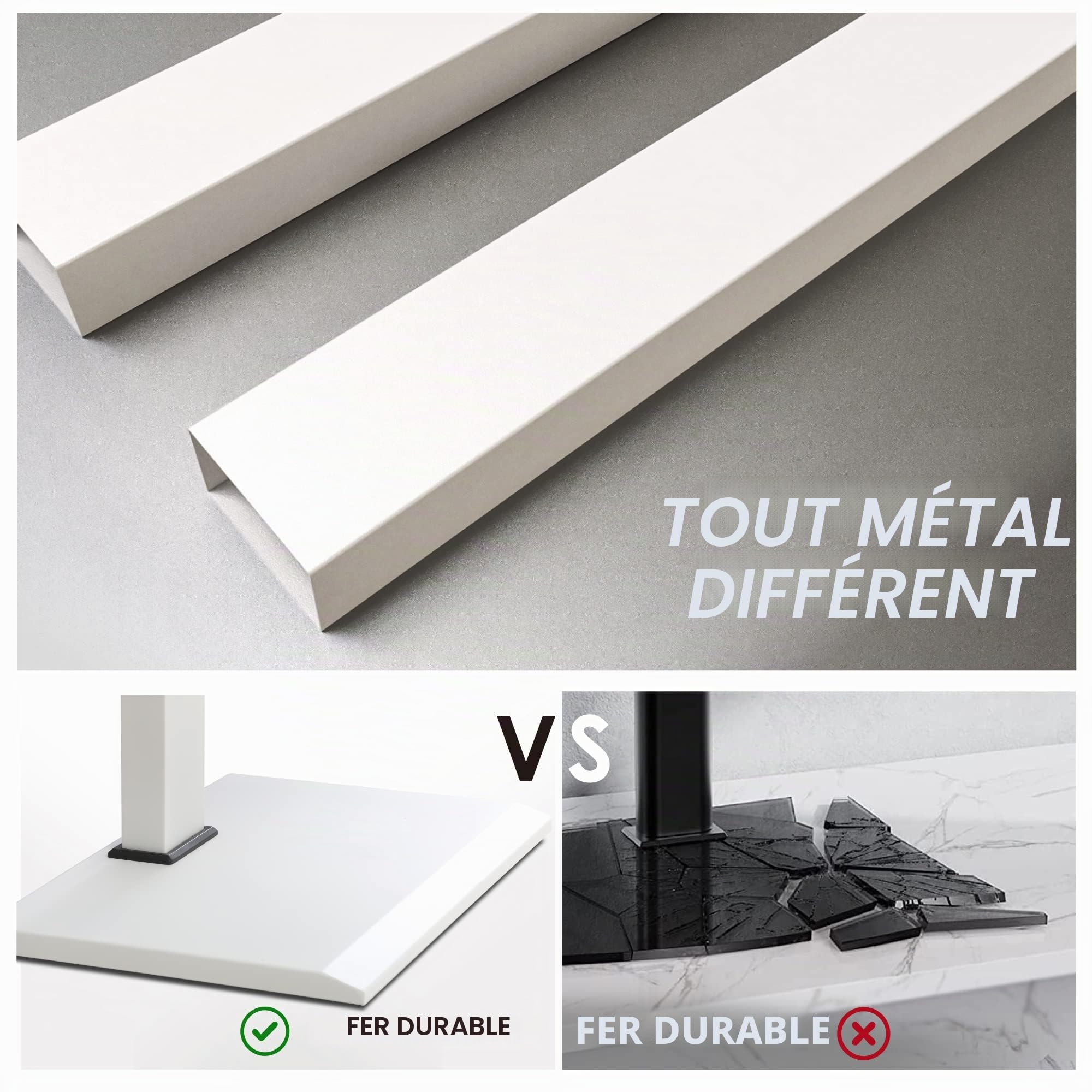 FITUEYES Support TV sur Pied, avec Base en Fer, 32-65 Pouces, Pivotant 60° | pour Salon, Chambre et Bureau, 14 Réglages en Hauteur, Hauteur Réglable, Charge Maximale 40 kg, VESA 400 x 400 mm